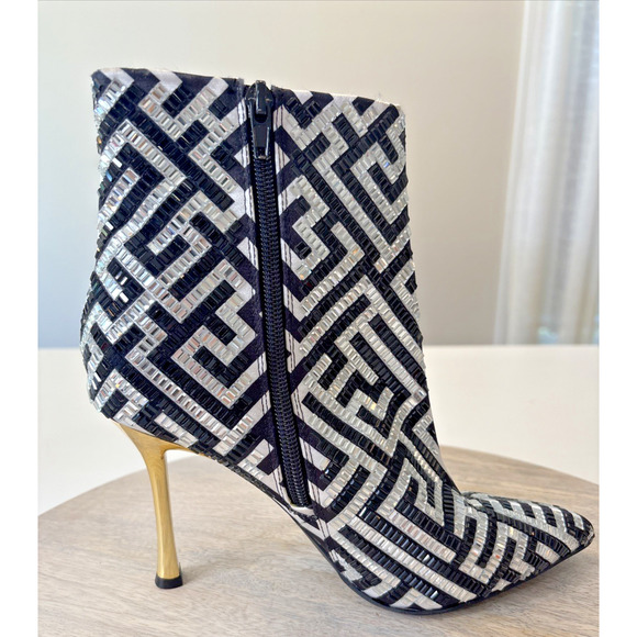 INC International Concepts Women’s Sequin Ankle Boots Black Silver 7 - Picture 6 of 10